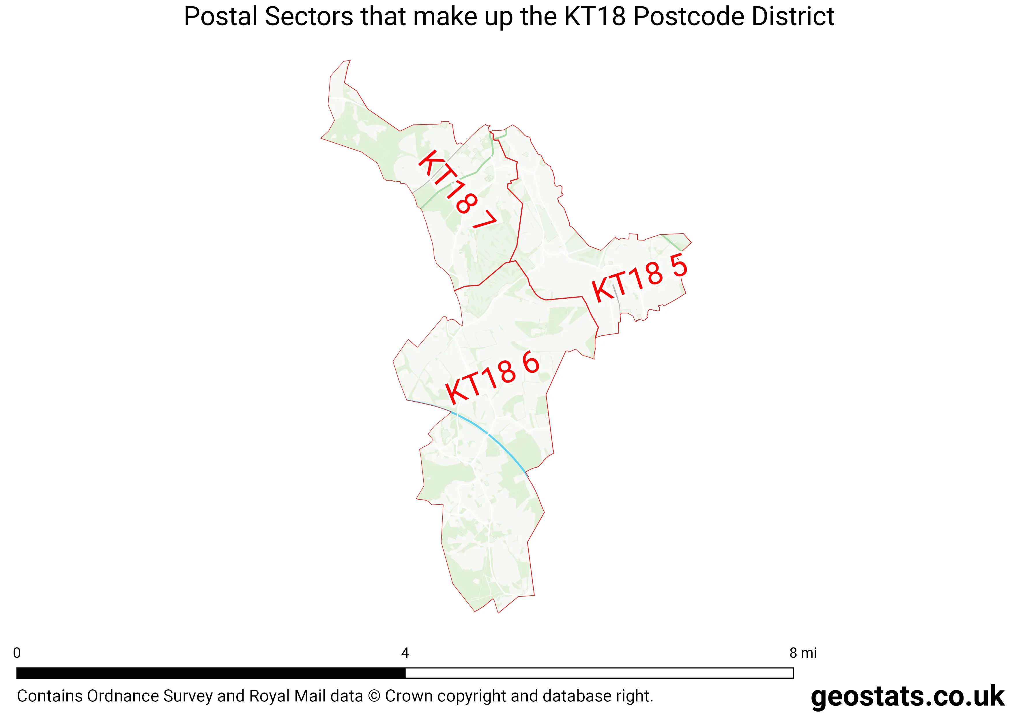 Map of the KT18  District