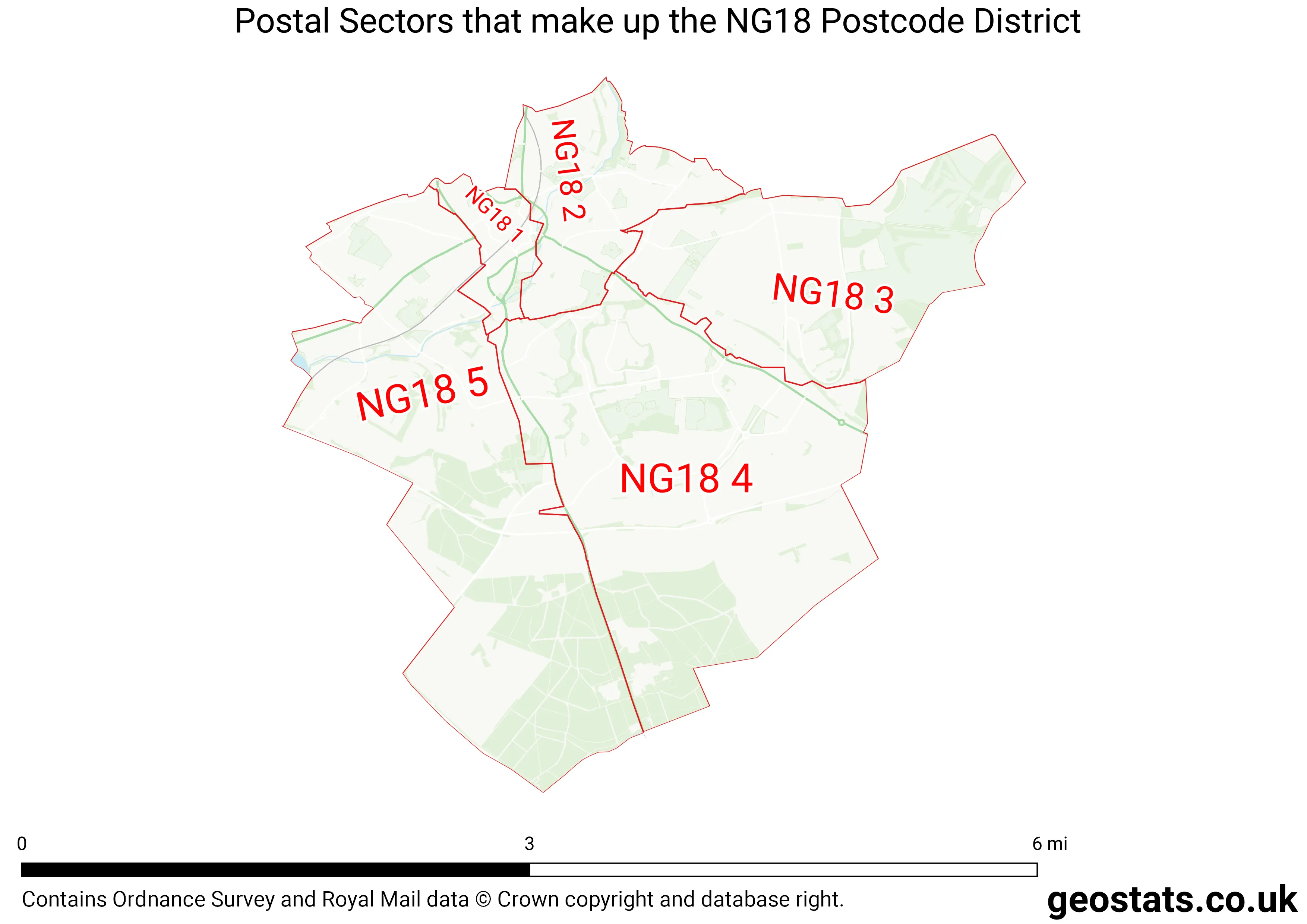 Map of the NG18  District