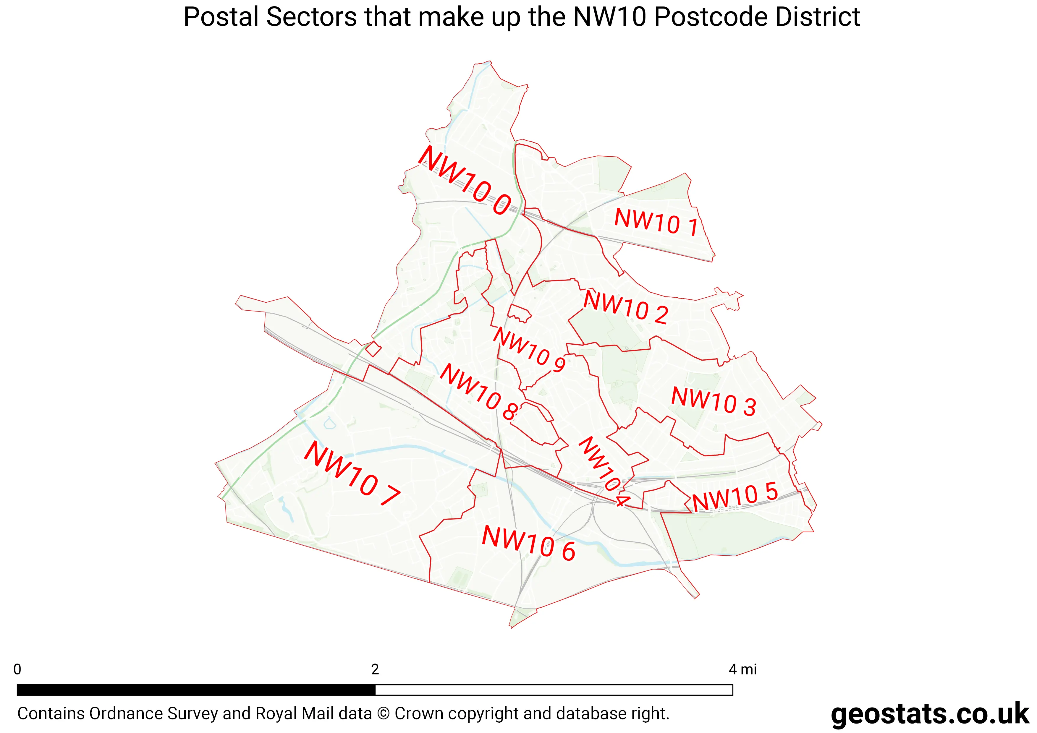 Map of the NW10  District