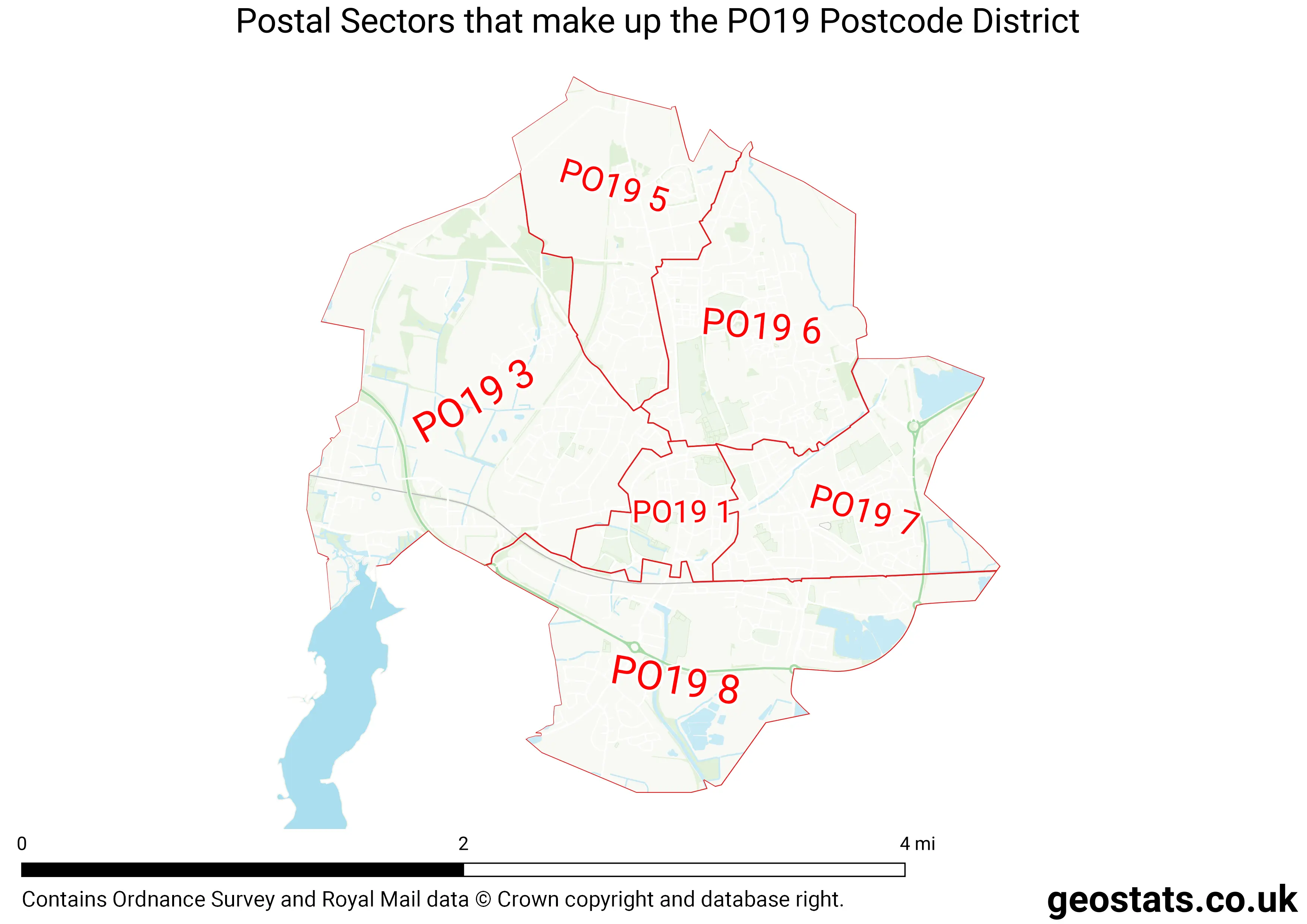 Map of the PO19  District