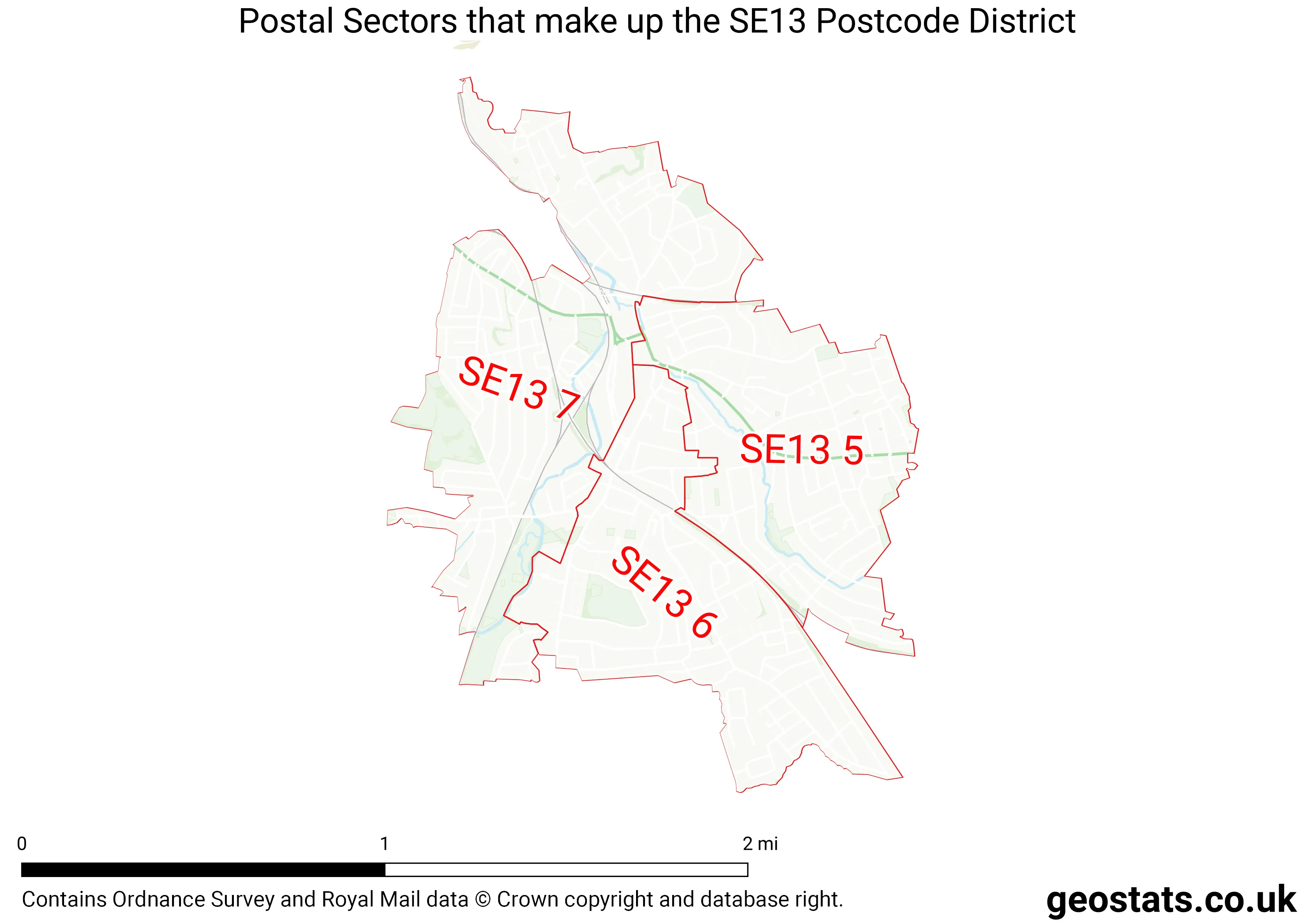 Map of the SE13  District