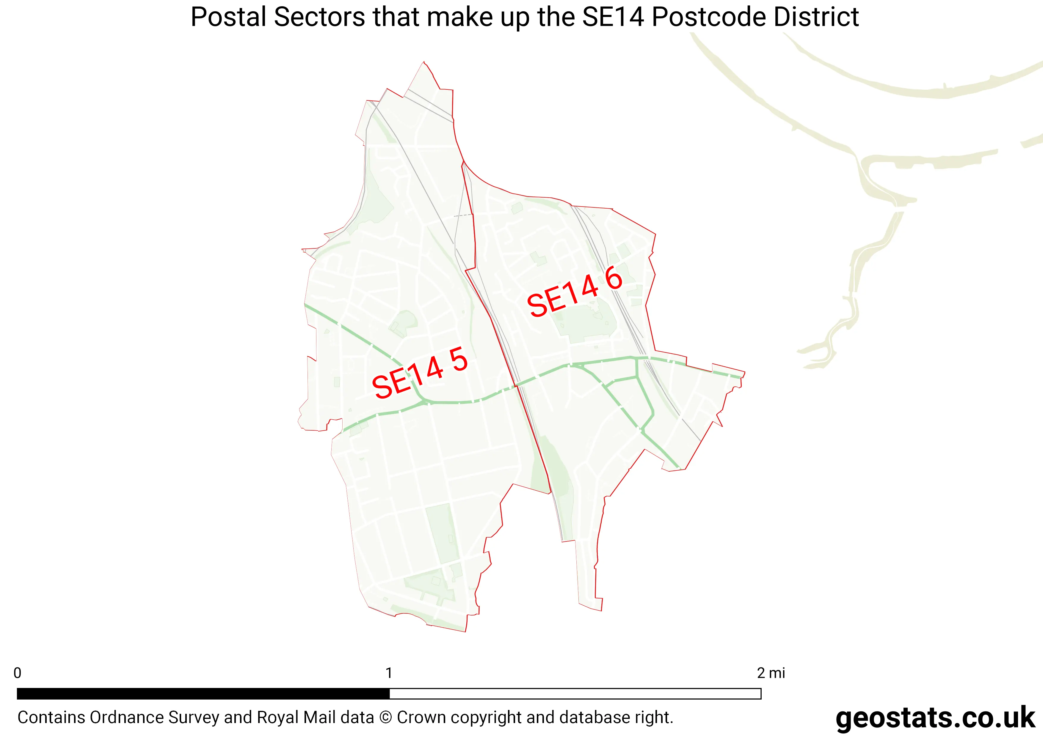 Map of the SE14  District