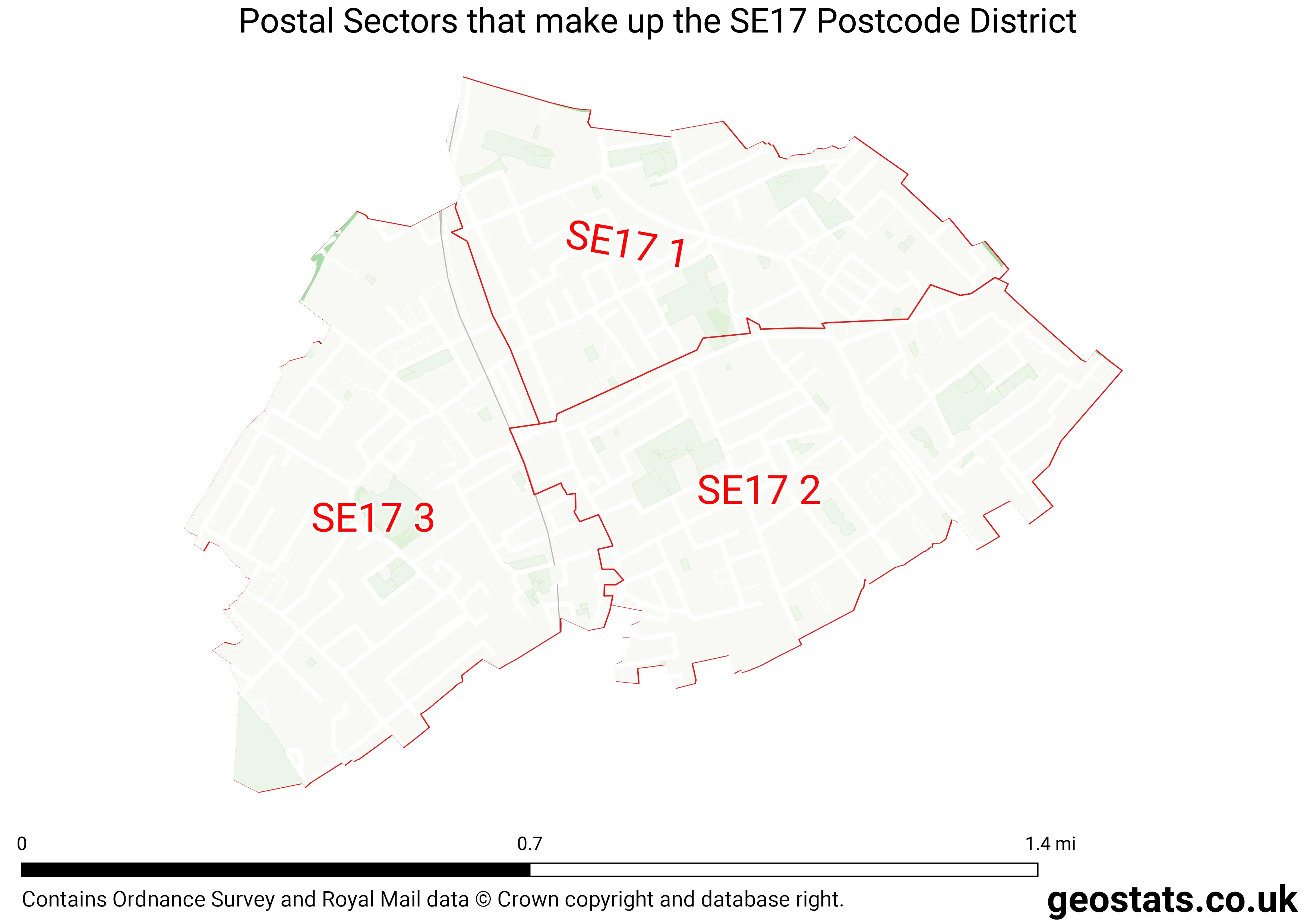 Map of the SE17  District