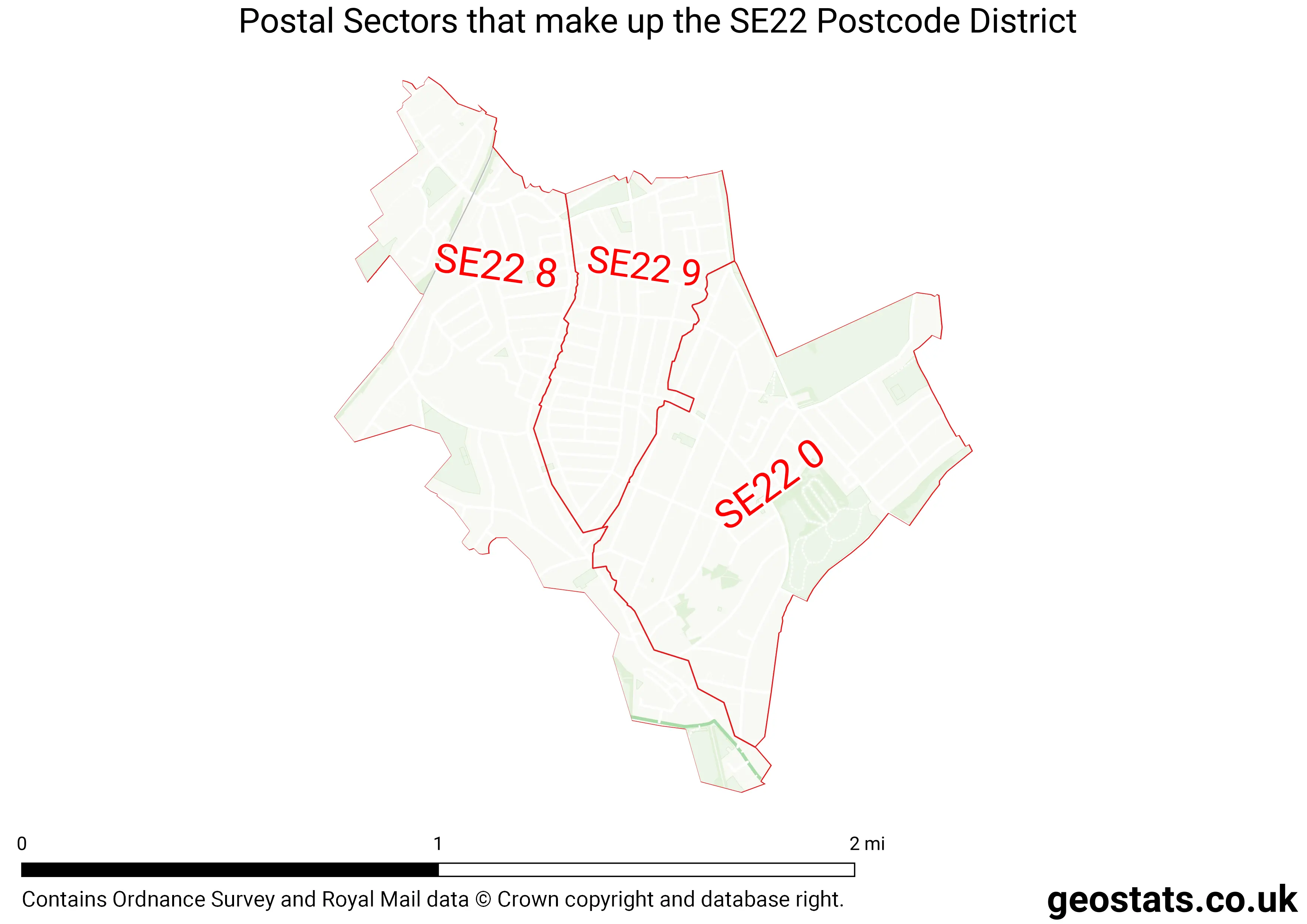 Map of the SE22  District