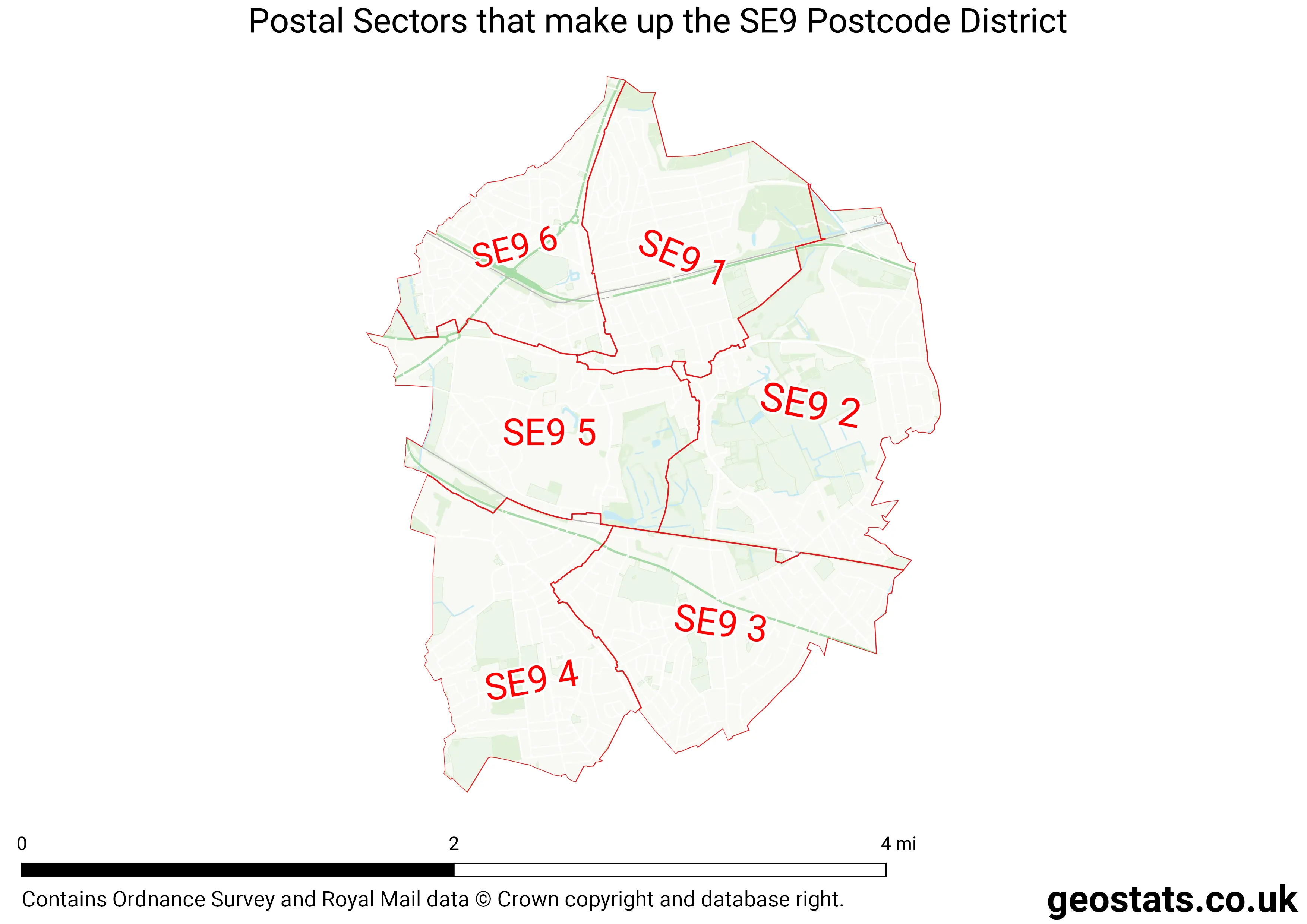 Map of the SE9  District