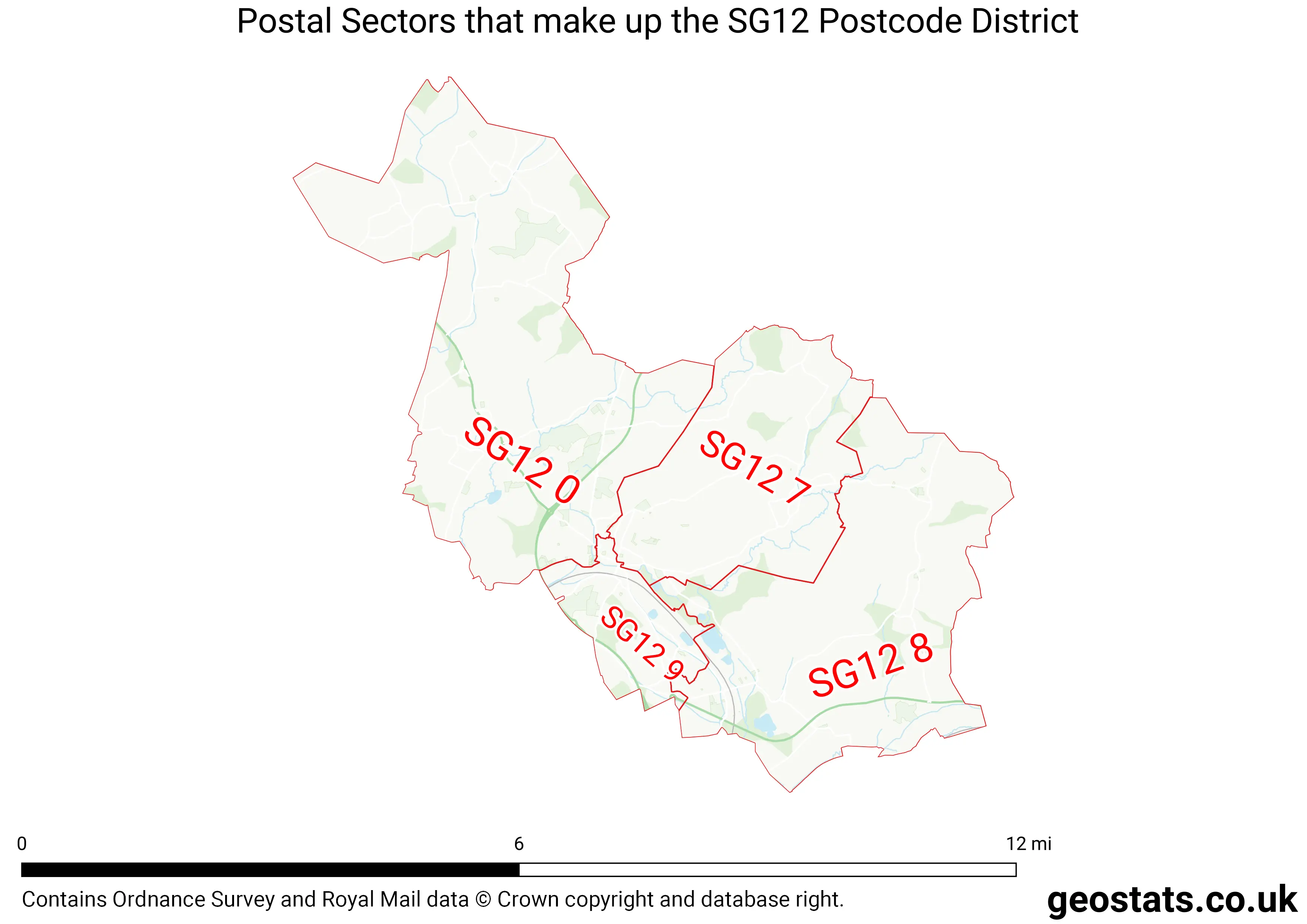 Map of the SG12  District