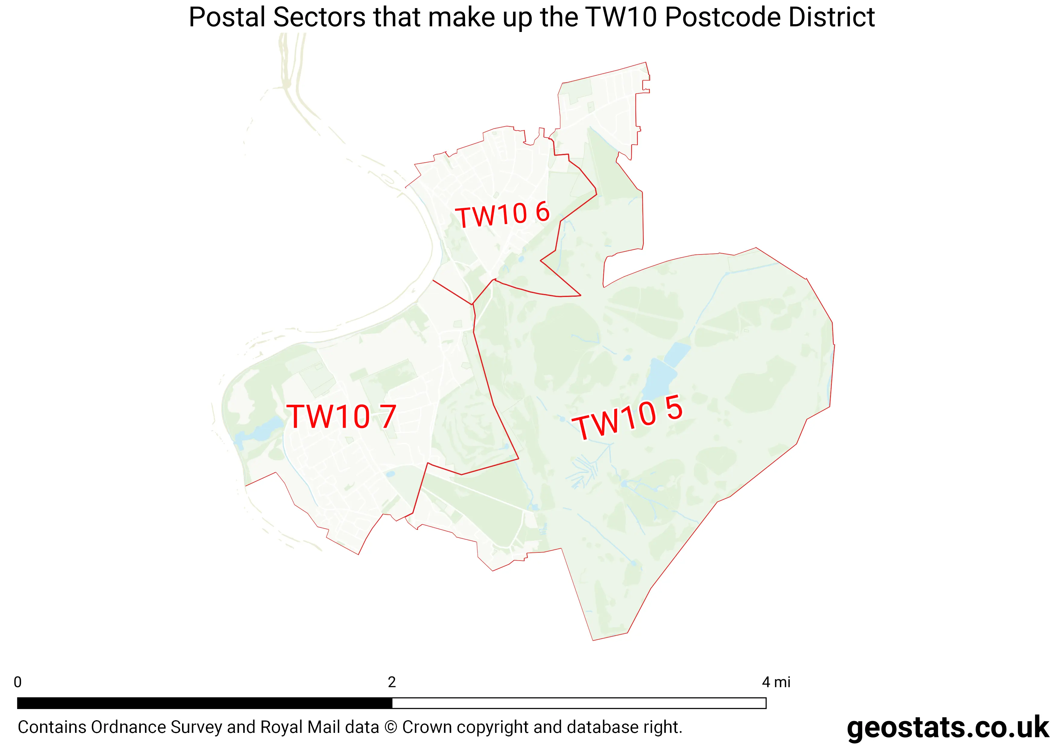 Map of the TW10  District