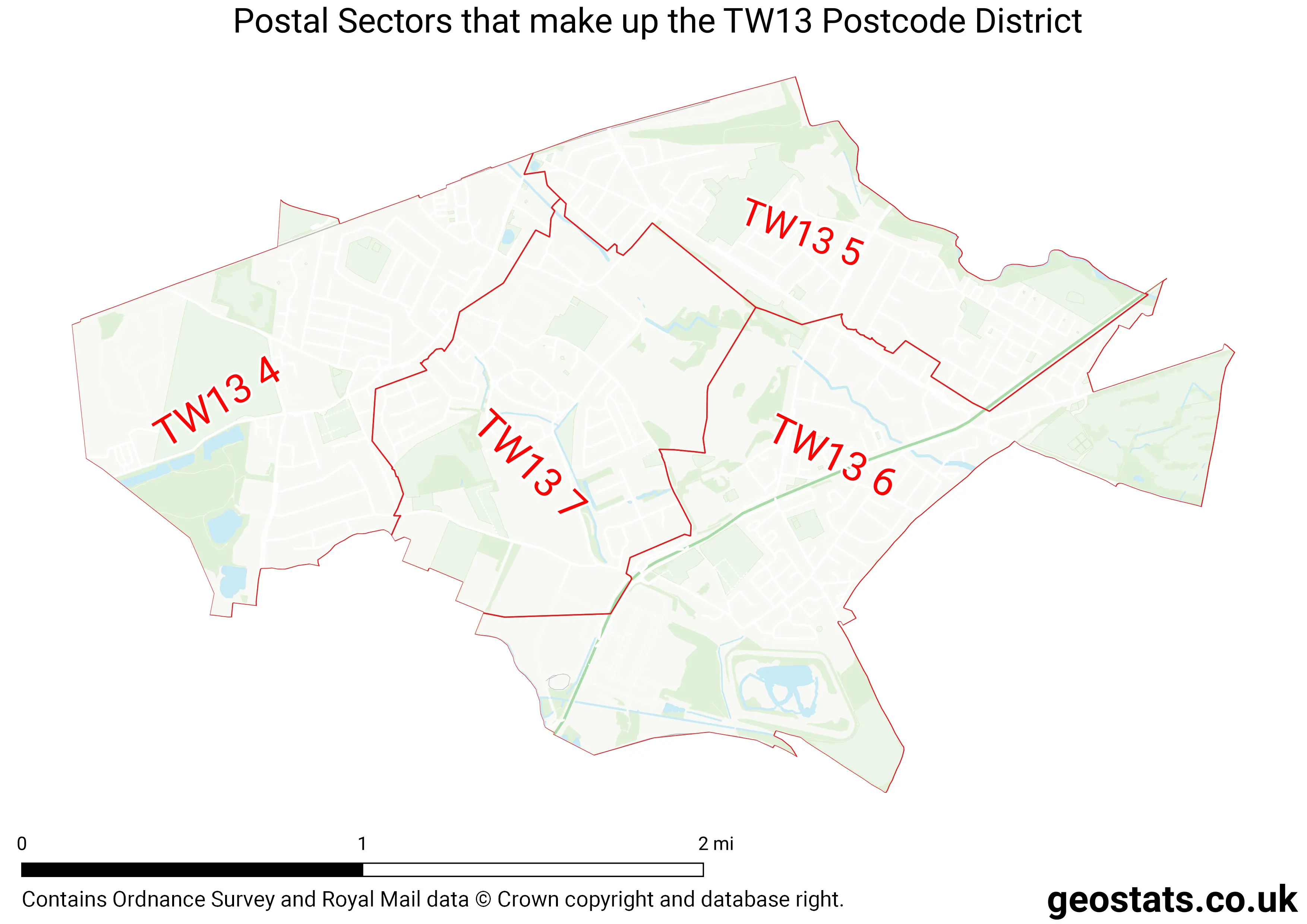 Map of the TW13  District