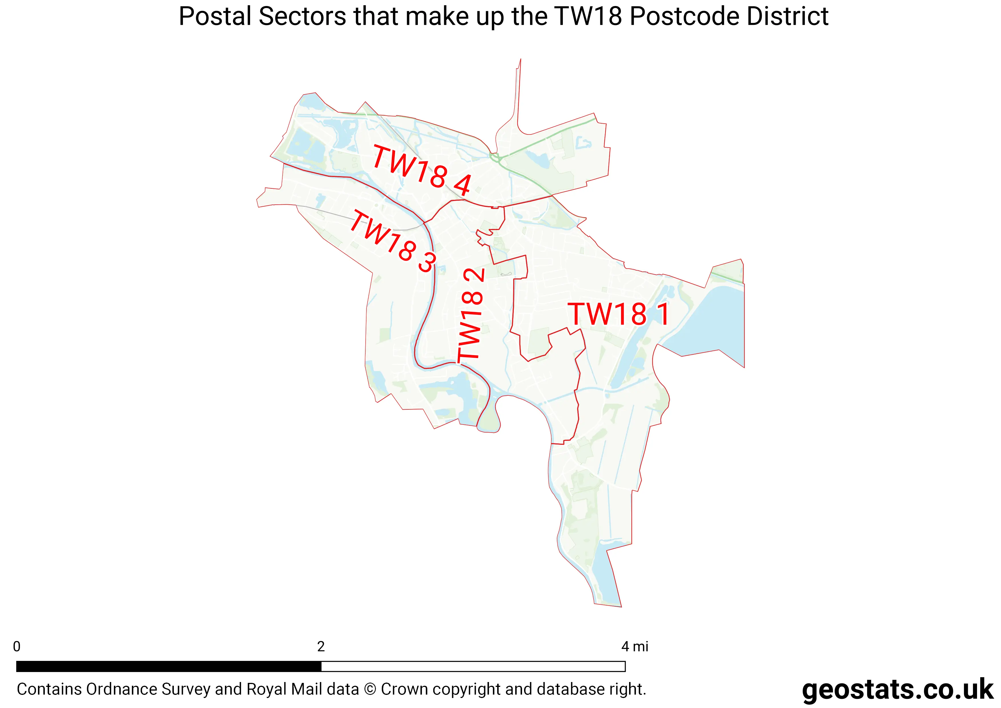 Map of the TW18  District